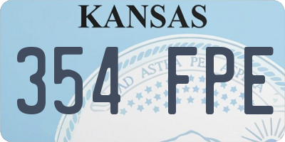KS license plate 354FPE