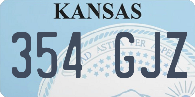 KS license plate 354GJZ