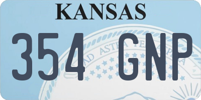 KS license plate 354GNP