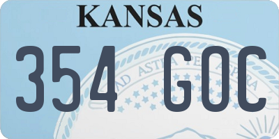 KS license plate 354GOC