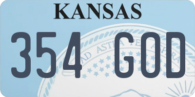 KS license plate 354GOD
