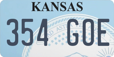 KS license plate 354GOE