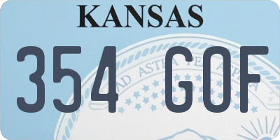 KS license plate 354GOF