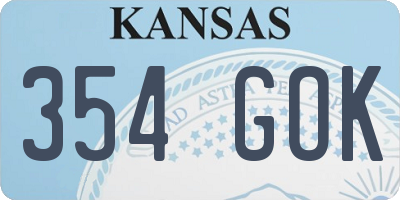 KS license plate 354GOK