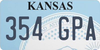 KS license plate 354GPA