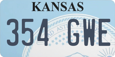 KS license plate 354GWE