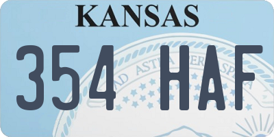 KS license plate 354HAF