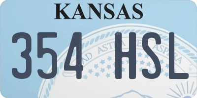 KS license plate 354HSL