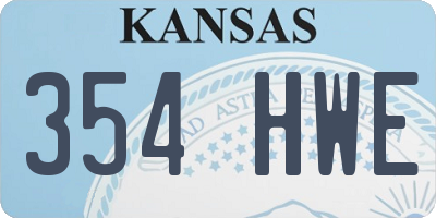 KS license plate 354HWE