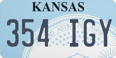 KS license plate 354IGY