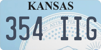 KS license plate 354IIG