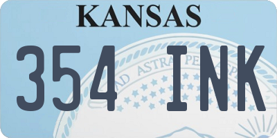 KS license plate 354INK