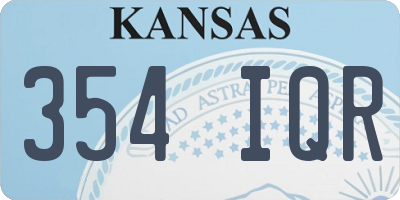 KS license plate 354IQR