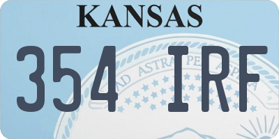 KS license plate 354IRF