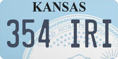 KS license plate 354IRI
