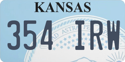KS license plate 354IRW