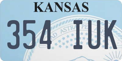 KS license plate 354IUK