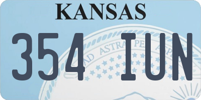 KS license plate 354IUN