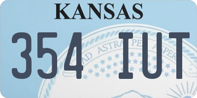KS license plate 354IUT