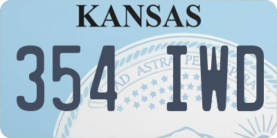 KS license plate 354IWD