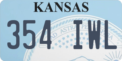KS license plate 354IWL