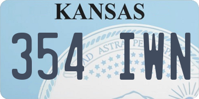 KS license plate 354IWN