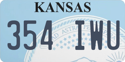 KS license plate 354IWU