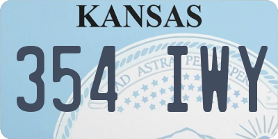 KS license plate 354IWY