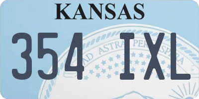 KS license plate 354IXL