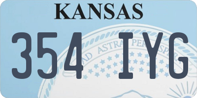 KS license plate 354IYG