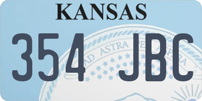 KS license plate 354JBC