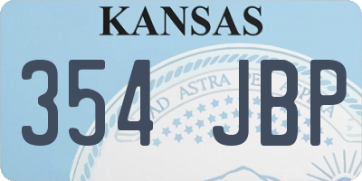 KS license plate 354JBP