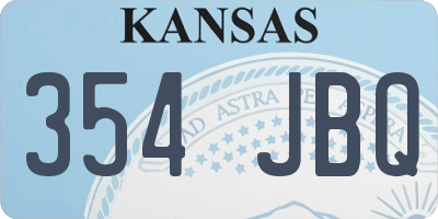 KS license plate 354JBQ