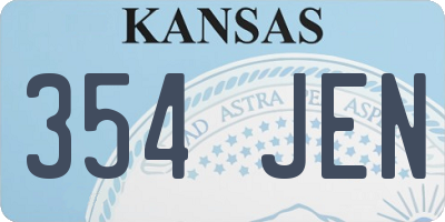 KS license plate 354JEN
