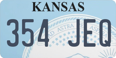 KS license plate 354JEQ