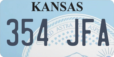 KS license plate 354JFA