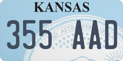 KS license plate 355AAD