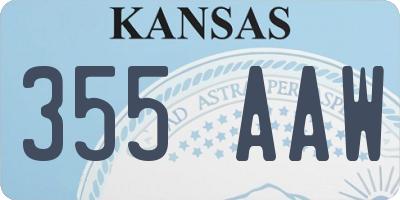 KS license plate 355AAW