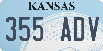 KS license plate 355ADV