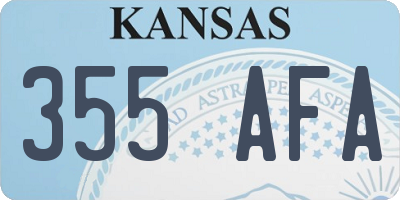 KS license plate 355AFA