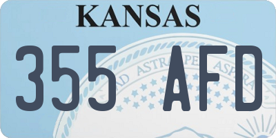 KS license plate 355AFD