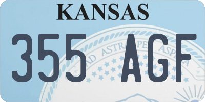 KS license plate 355AGF