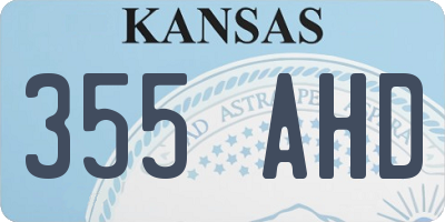 KS license plate 355AHD