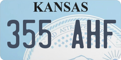 KS license plate 355AHF
