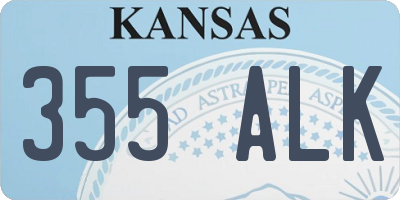 KS license plate 355ALK