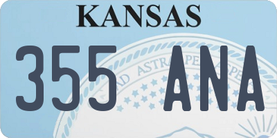 KS license plate 355ANA