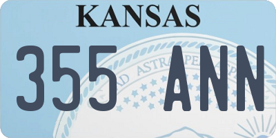 KS license plate 355ANN