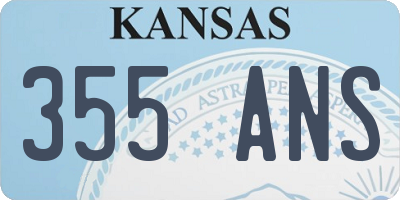 KS license plate 355ANS