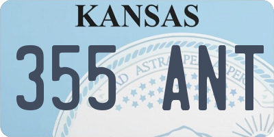 KS license plate 355ANT