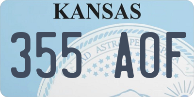 KS license plate 355AOF
